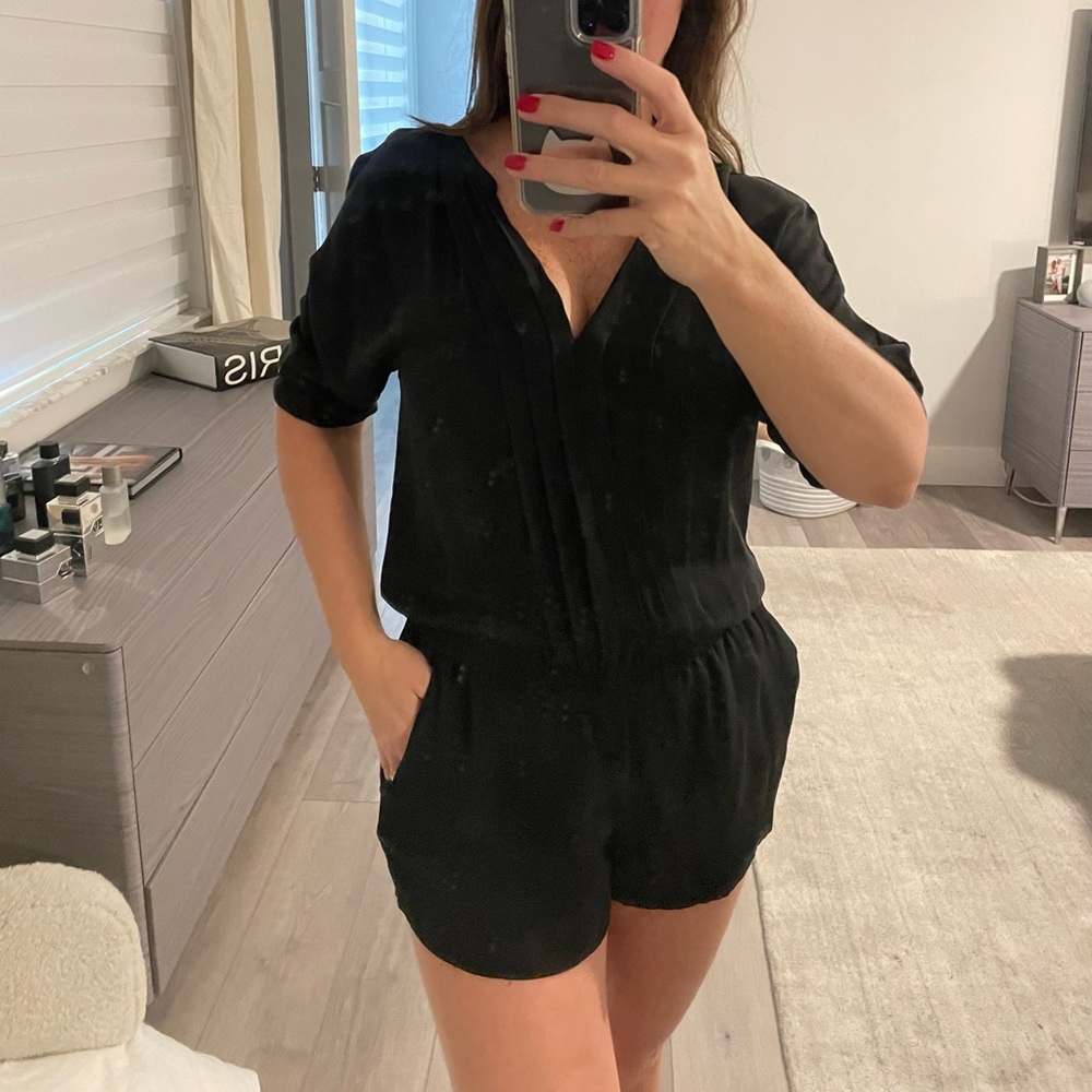 Joie black silk romper size small